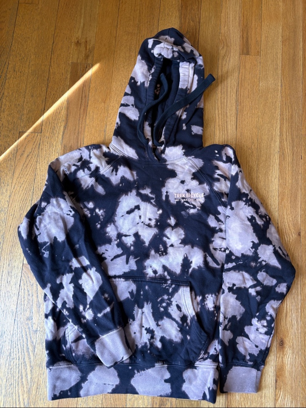 Trek Bicycle Tie-Dye Pullover Hoodie in Black & Bleach